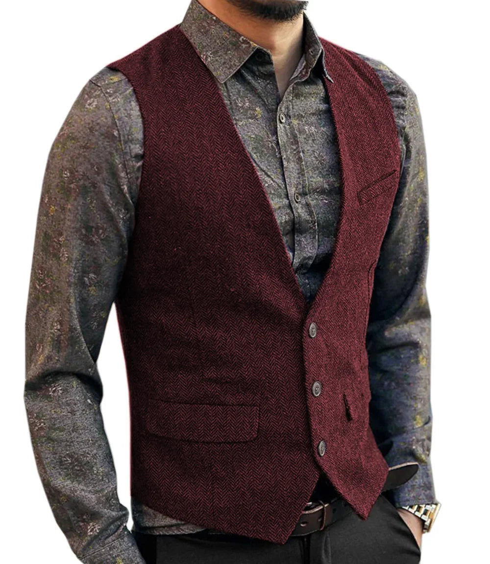 Debonair Wool Waistcoat - Burgundy / L - HIS.BOUTIQUE