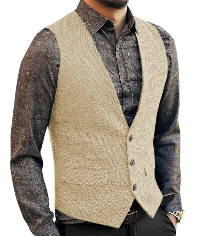 Debonair Wool Waistcoat - Champagne / S - HIS.BOUTIQUE