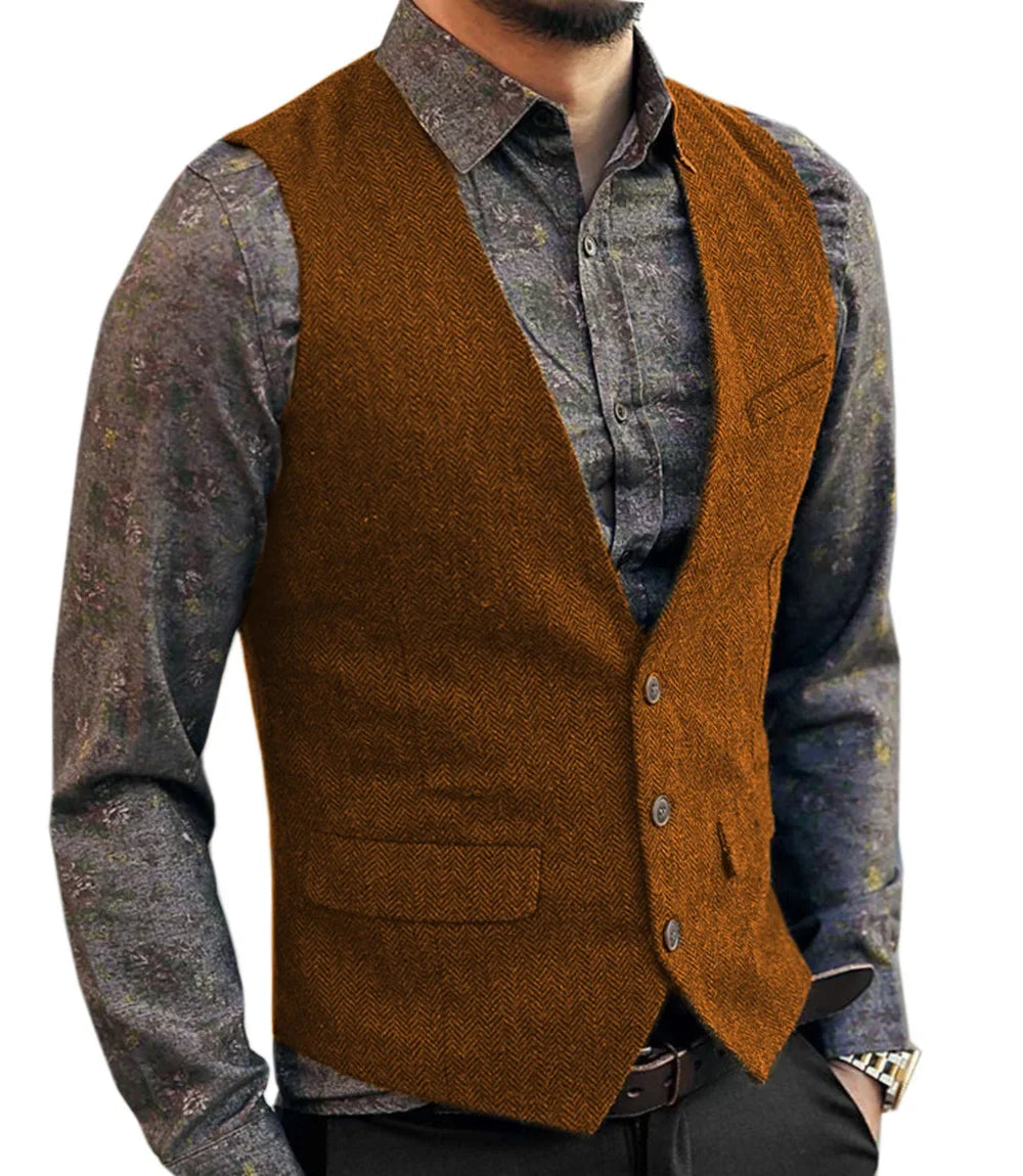 Debonair Wool Waistcoat - Orange / M - HIS.BOUTIQUE