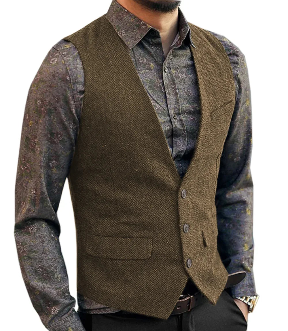 Debonair Wool Waistcoat - brown / L - HIS.BOUTIQUE