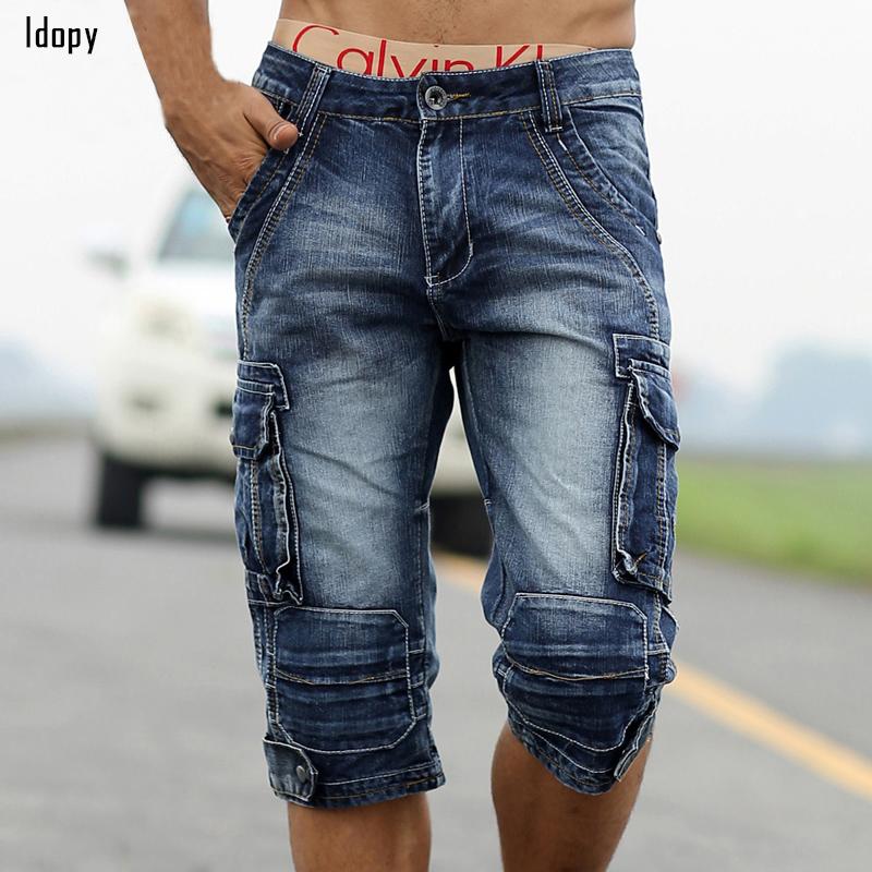 Mens jean fashion cargo shorts